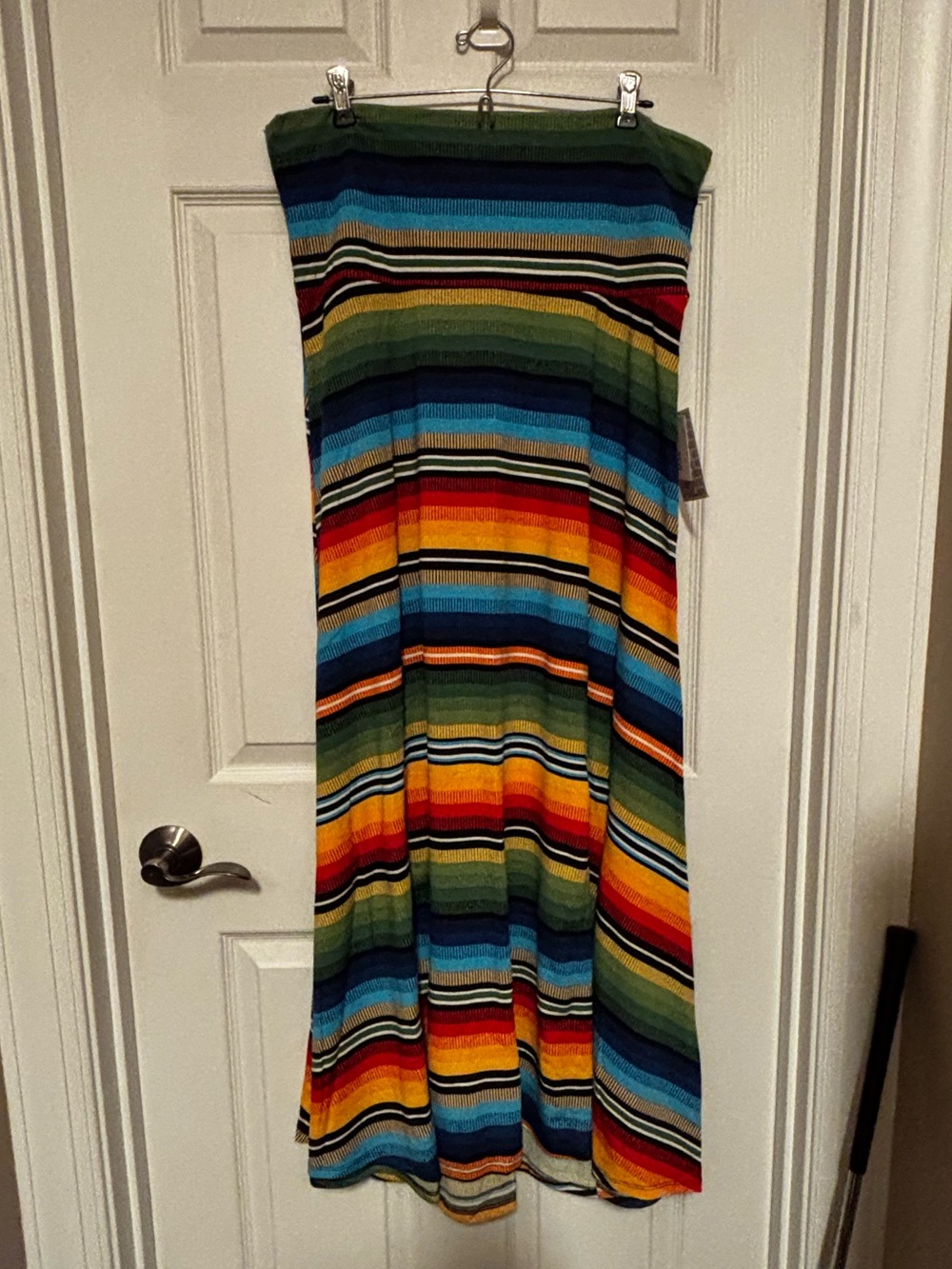 Lularoe NWT XL Bright Multi Stripe Maxi Skirt Blue Green Yellow Red